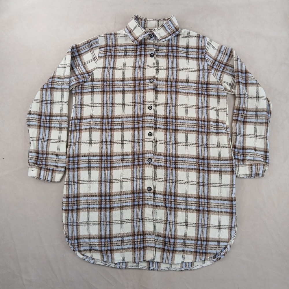 Adora Small Womens Shirt Flannel Long Shacket With Pockets 21x32 Comfort Cozy